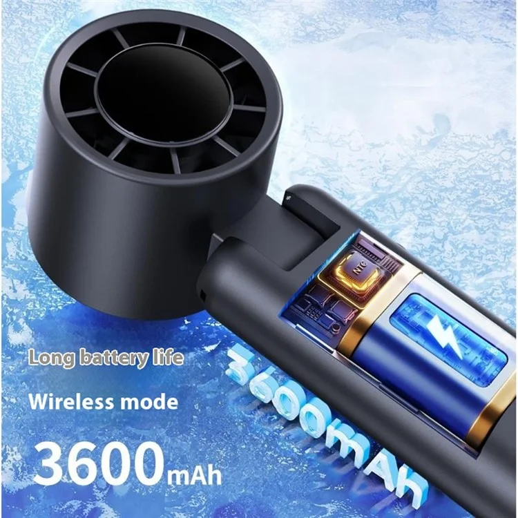 WT22 Portable Mini Fan Rechargeable Turbo Fan 5 Gear Foldable Handheld Cooling Fan with Digital Display - White
