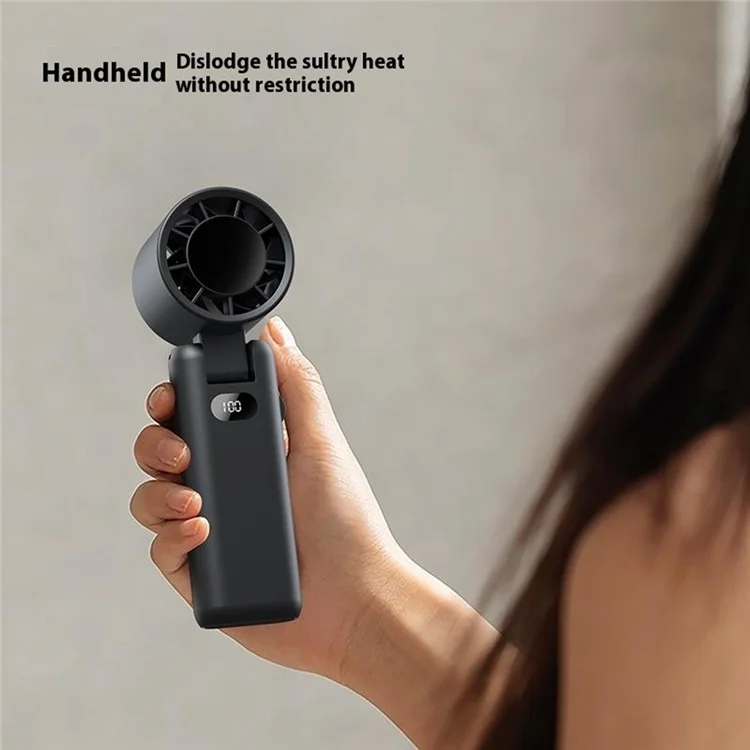 WT22 Portable Mini Fan Rechargeable Turbo Fan 5 Gear Foldable Handheld Cooling Fan with Digital Display - White