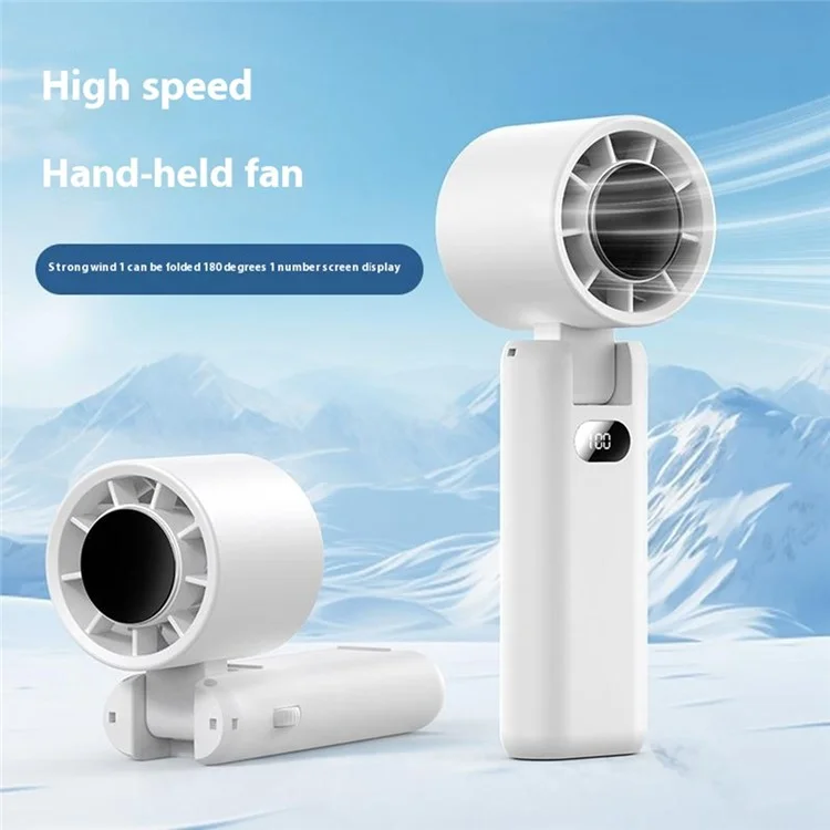 WT22 Portable Mini Fan Rechargeable Turbo Fan 5 Gear Foldable Handheld Cooling Fan with Digital Display - White