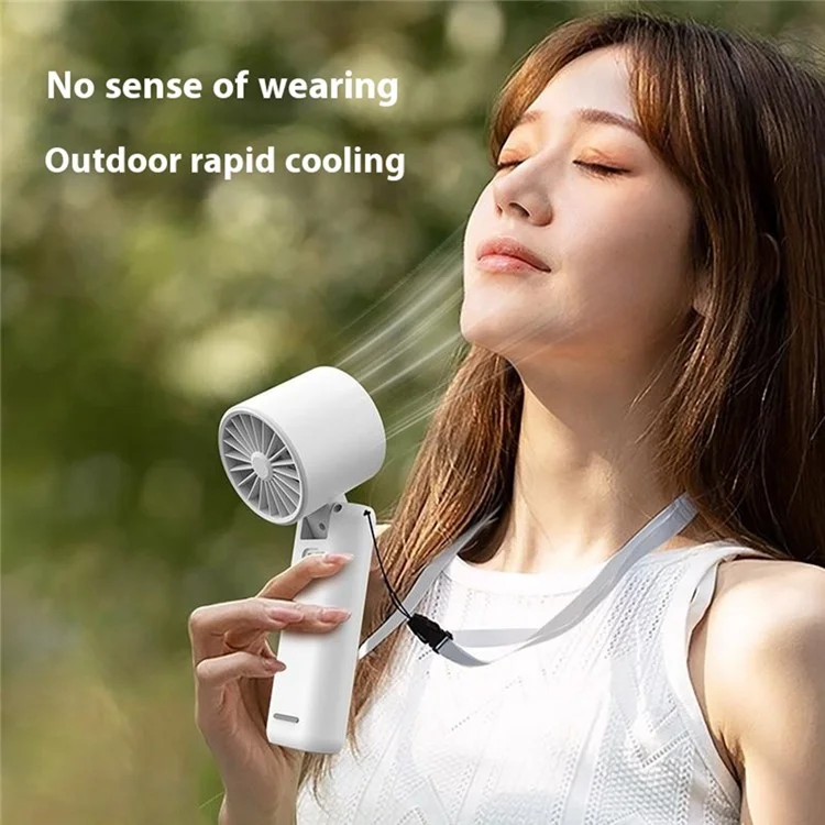WT22 Portable Mini Fan Rechargeable Turbo Fan 5 Gear Foldable Handheld Cooling Fan with Digital Display - White