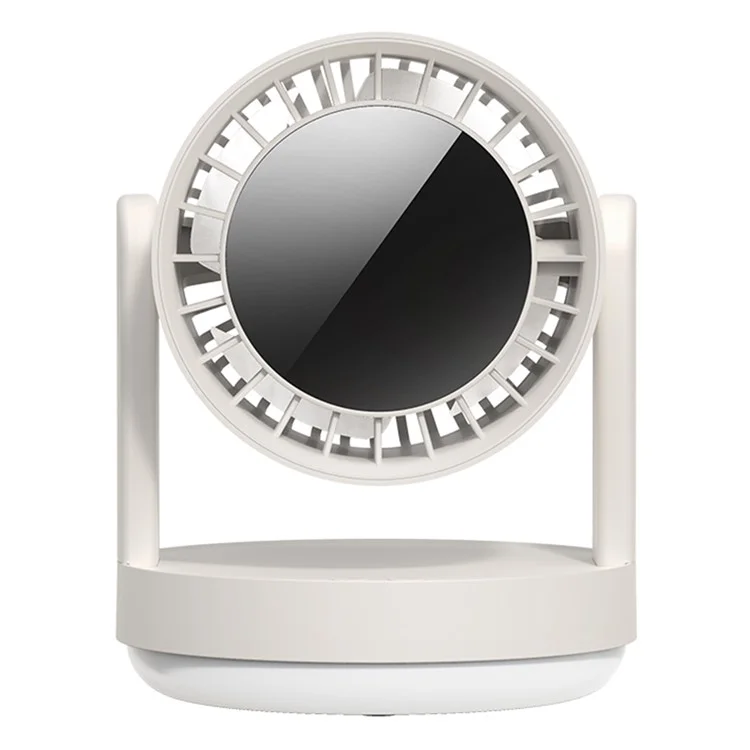 ZK06 Mini Quiet Desktop Fan 3 Speed Adjustable 360° Rotary Rechargeable Air Circulator Fans with Light - Beige