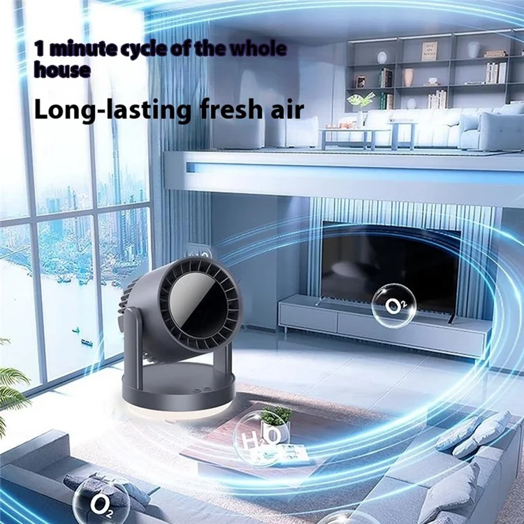 ZK06 Mini Quiet Desktop Fan 3 Speed Adjustable 360° Rotary Rechargeable Air Circulator Fans with Light - Beige