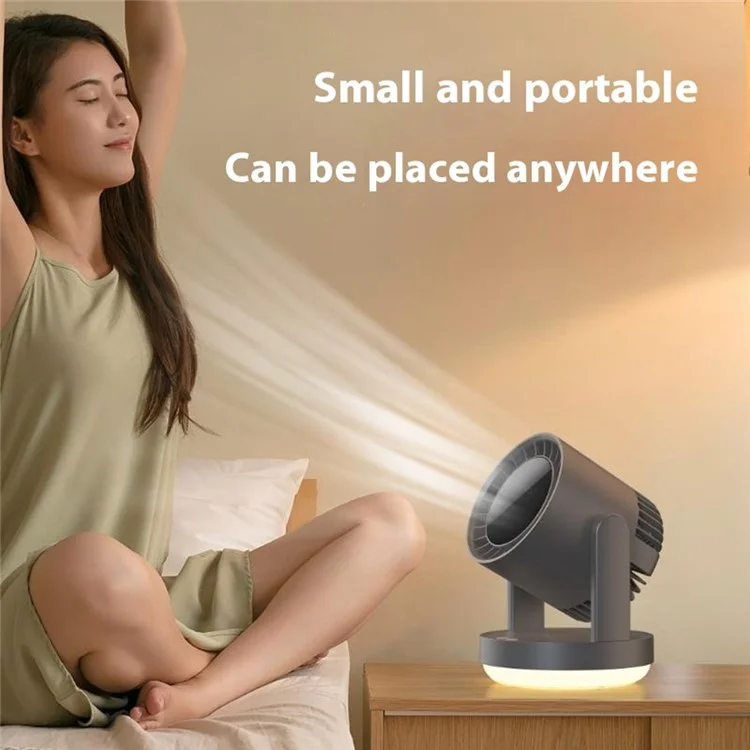 ZK06 Mini Quiet Desktop Fan 3 Speed Adjustable 360° Rotary Rechargeable Air Circulator Fans with Light - Beige