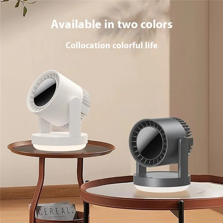 ZK06 Mini Quiet Desktop Fan 3 Speed Adjustable 360° Rotary Rechargeable Air Circulator Fans with Light - Beige