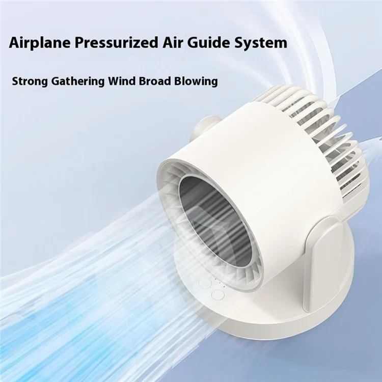 ZK06 Mini Quiet Desktop Fan 3 Speed Adjustable 360° Rotary Rechargeable Air Circulator Fans with Light - Beige