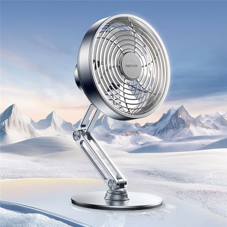 REMAX RS-ZF10 Metal Rotating Fan Rechargeable Portable Desk Fan 360-Degree Adjustable Fan For Home