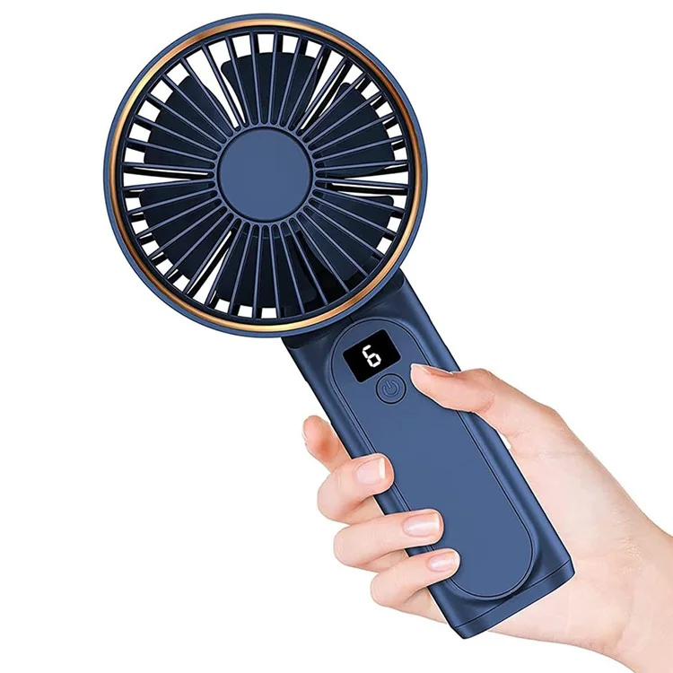 M12 Foldable Summer Cooling Handheld Fan USB Rechargeable Mini Desk Fan with Neck Strap - Blue
