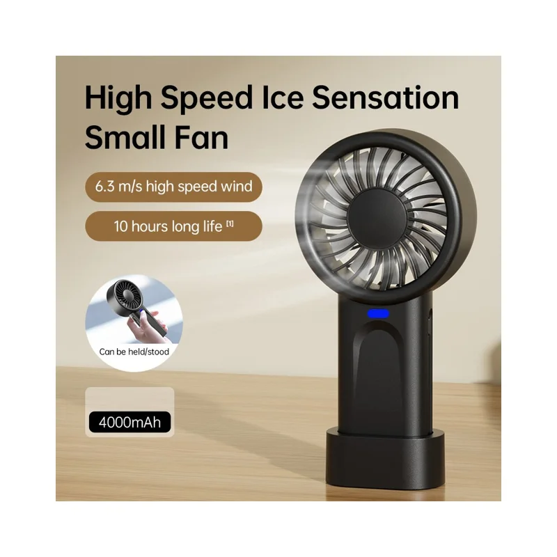 Ventilateur de poche USB Rechargeable Portable Puissant avec 5 Vitesses de Vent - Noir