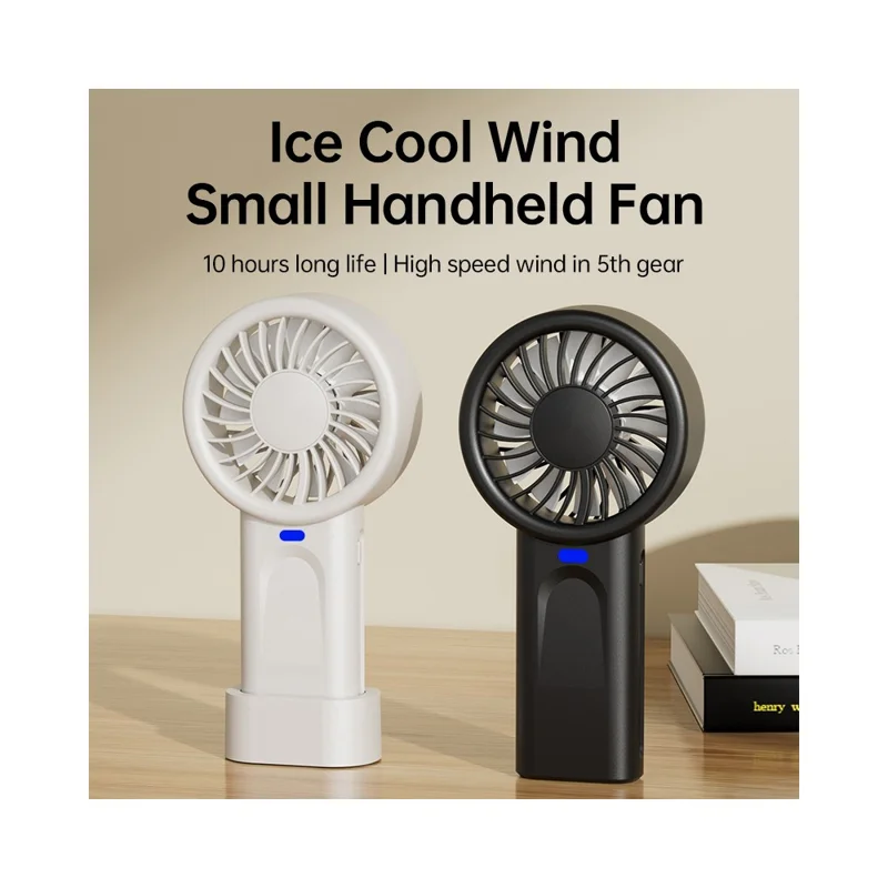 Ventilateur de poche USB Rechargeable Portable Puissant avec 5 Vitesses de Vent - Noir