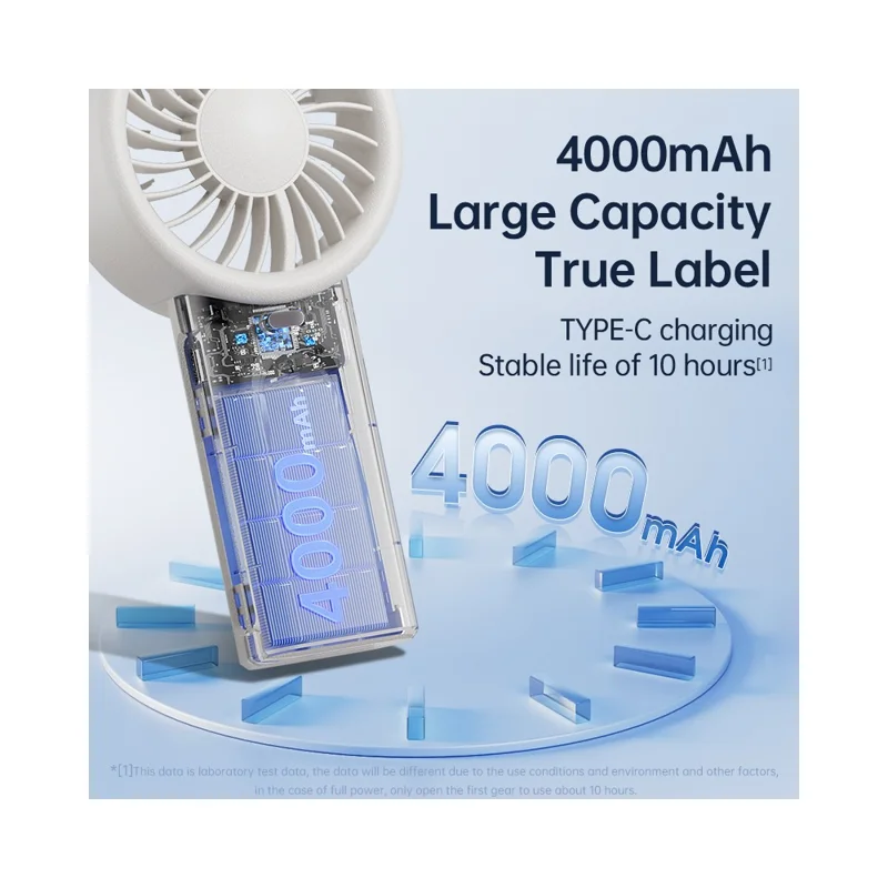 Ventilateur de poche USB Rechargeable Portable Puissant avec 5 Vitesses de Vent - Noir