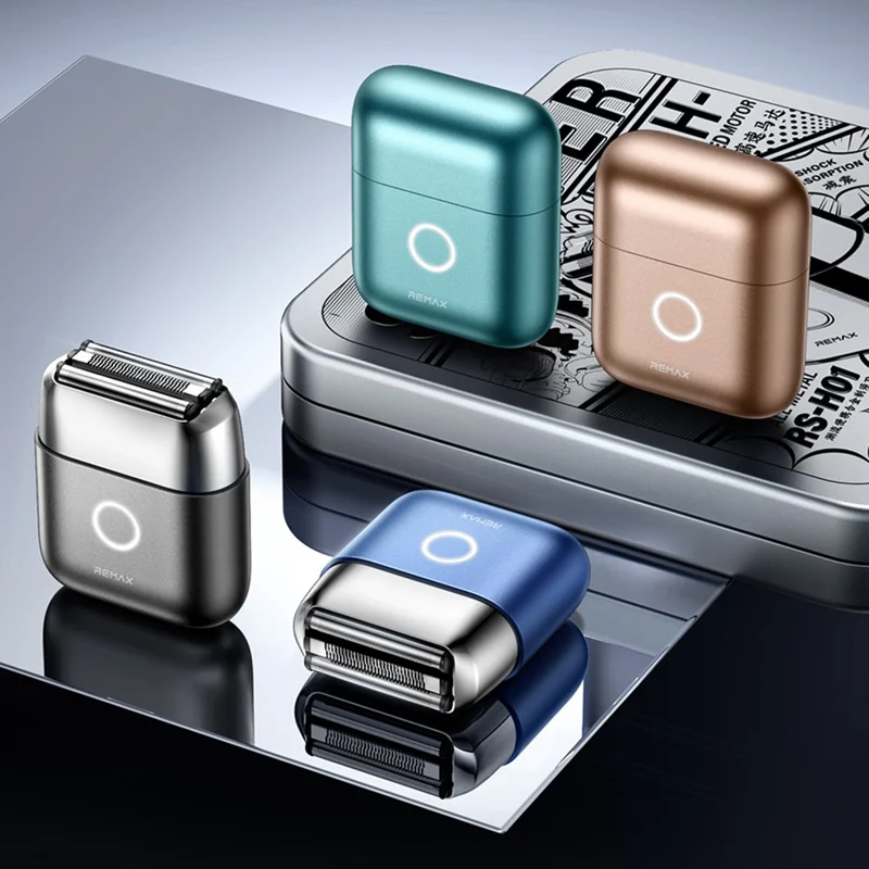 REMAX RS-H01 Портативная электрическая бритва из сплава Водонепроницаемая USB-C зарядка - Голубая
