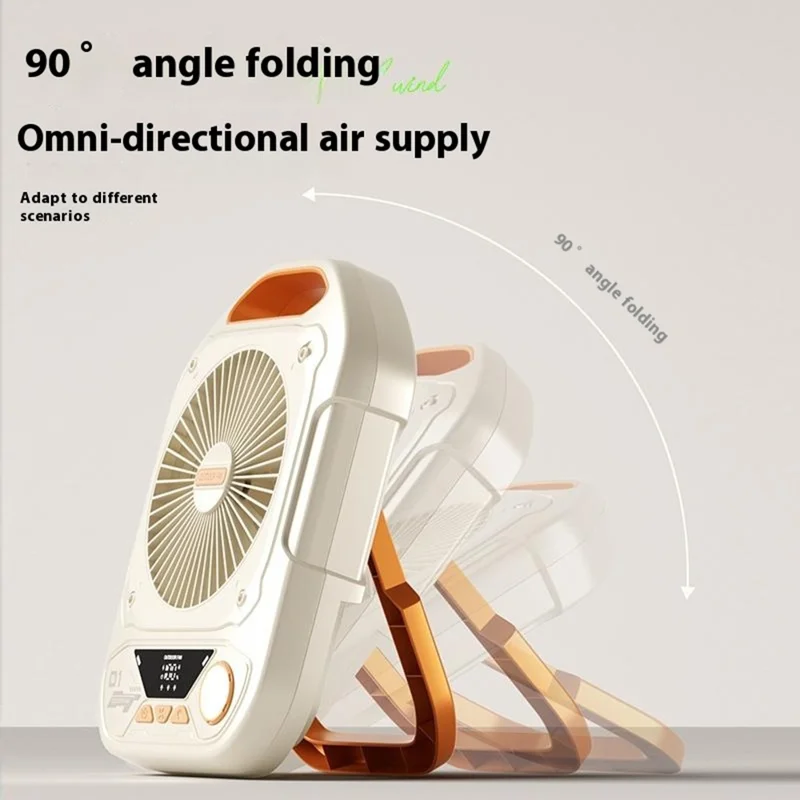 Ventilador Portátil Externo S9 com Função Power Bank, 100 Configurações de Velocidade para Camping / Alojamento - Cinza