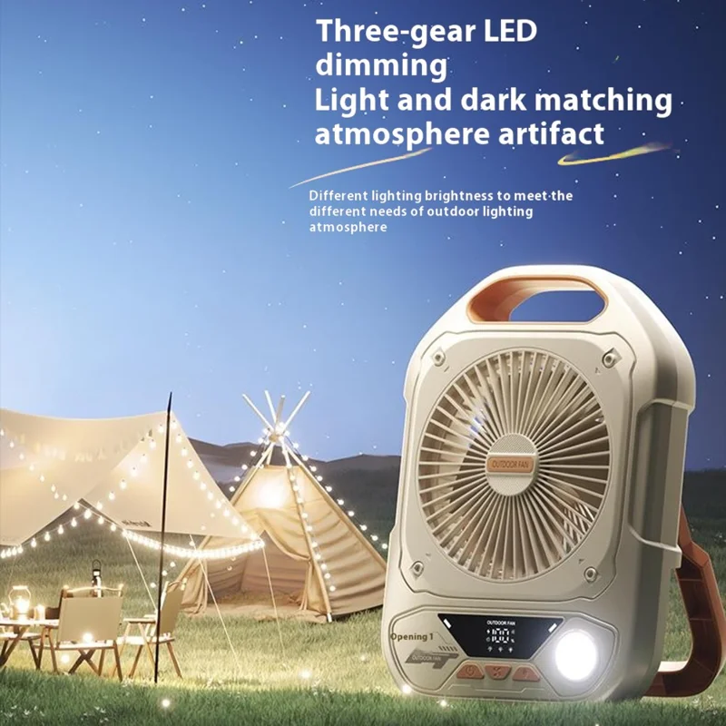 Ventilador Portátil Externo S9 com Função Power Bank, 100 Configurações de Velocidade para Camping / Alojamento - Cinza