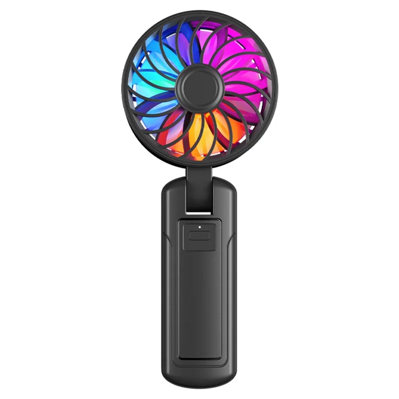 Ventilador portátil N87 con luz RGB de respiración, ajuste de velocidad sin escalones, potente para exteriores - Negro