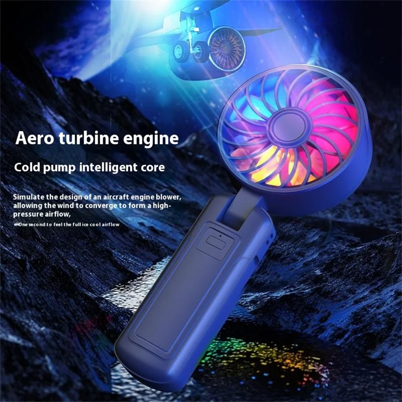 Ventilador portátil N87 con luz RGB de respiración, ajuste de velocidad sin escalones, potente para exteriores - Negro
