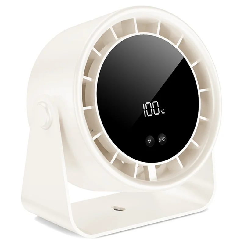 S15 Desktop Circulator Fan 100 Speeds 2400mAh Rechargeable Cooling Personal Fan Wall Mount Fan - Beige