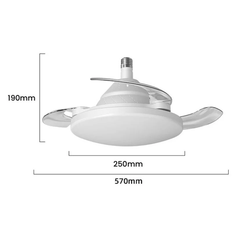 22.5 Inch Invisible Blade Ceiling Fan Light with E27 Socket 3 Color Temperatures Dimmable LED Lamp