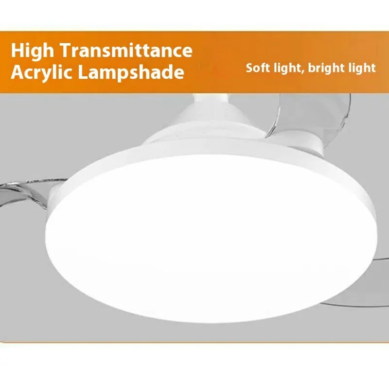 22.5 Inch Invisible Blade Ceiling Fan Light with E27 Socket 3 Color Temperatures Dimmable LED Lamp