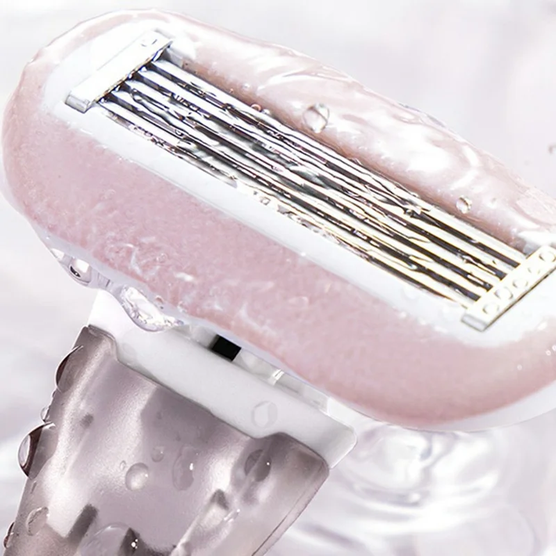 Manueller Haarentfernungsrasierer für Frauen Beine Achseln Bikini-Bereich Langer Griff Trimmer, 1 Griff + 2 Köpfe - Grün