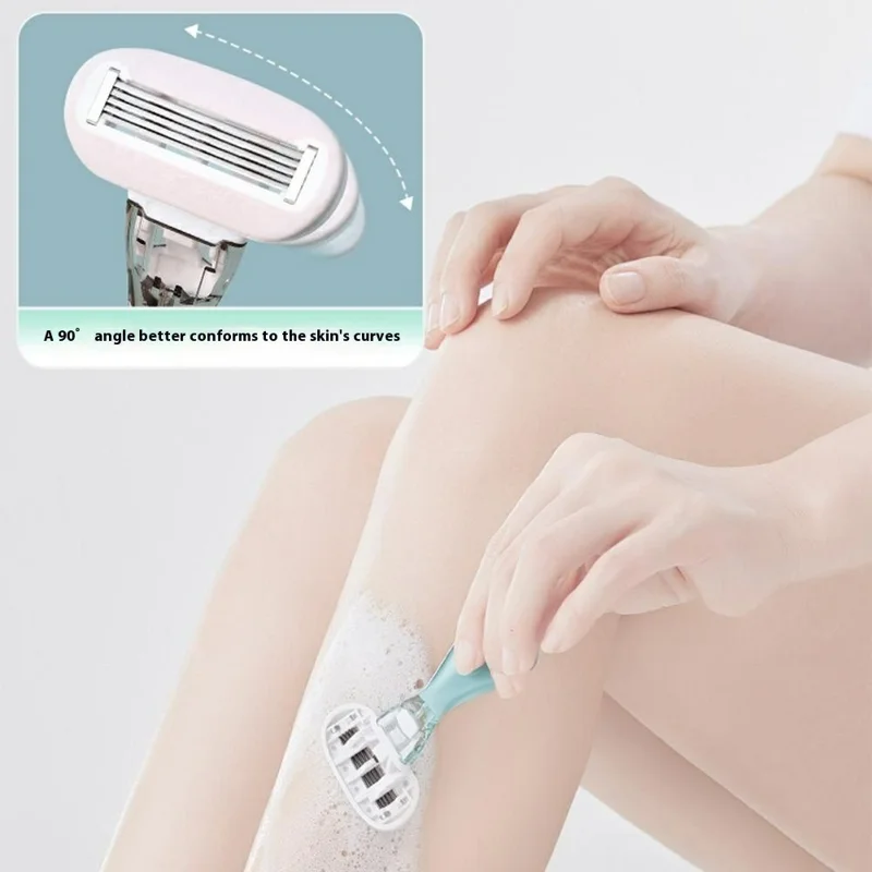 4 Piezas de Cabezal de Cuchilla para Depiladora Manual de Piernas, Axilas y Bikini - Rosa