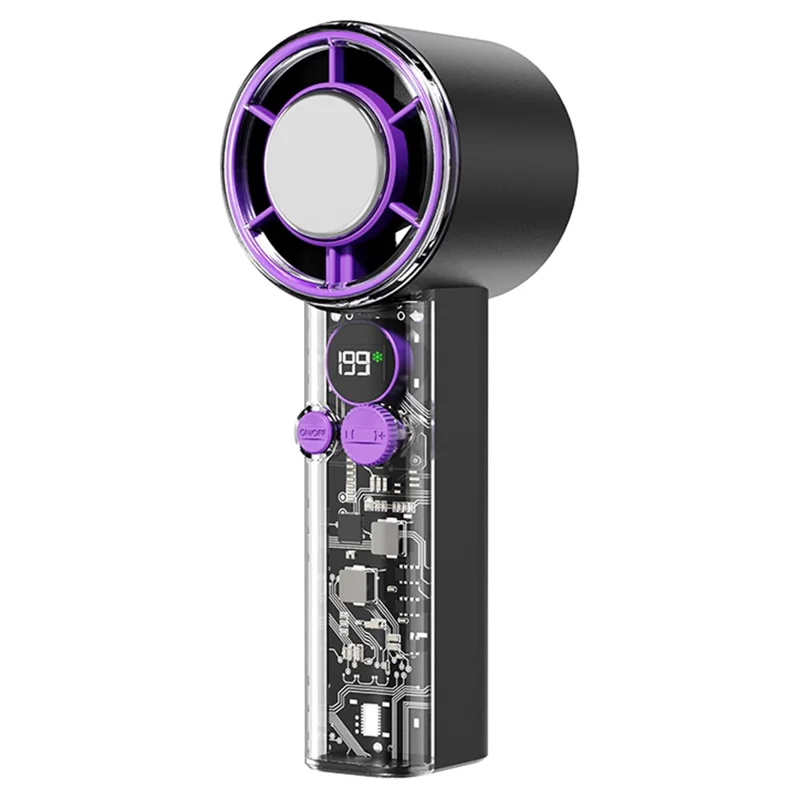 F03 199 Speeds Adjustable 10W Cold Compress Cooling Fan Digital Display Portable Turbo Handheld Fan - Black
