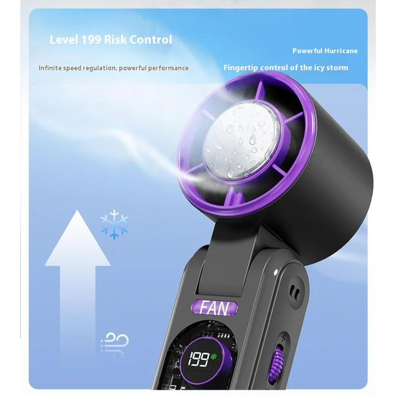 F17 Ventilateur portable turbo à compression froide avec 199 vitesses, affichage numérique - Noir