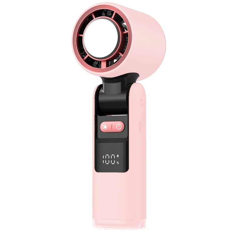K-801 Cold Compress Summer Cooling Fan 100 Speeds Adjustable Portable Handheld Fan with Digital Display - Pink