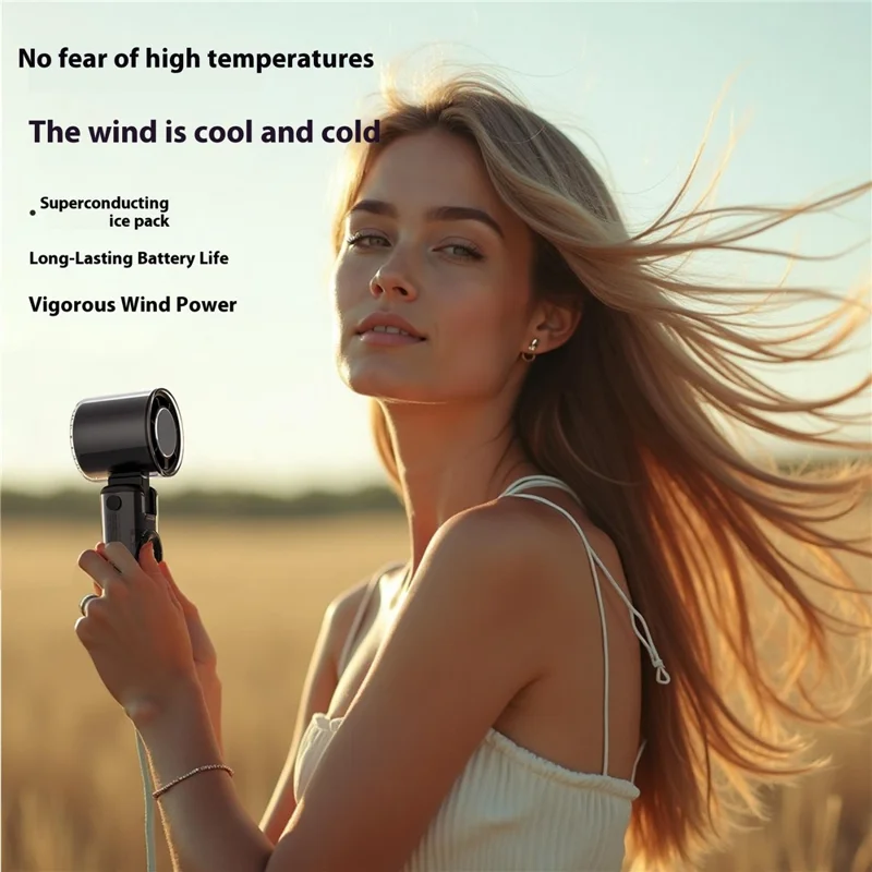 K-811 Transparent Mecha Handheld Fan 100 Speeds Adjustable Foldable Cooling Fan with Flashlight - Black