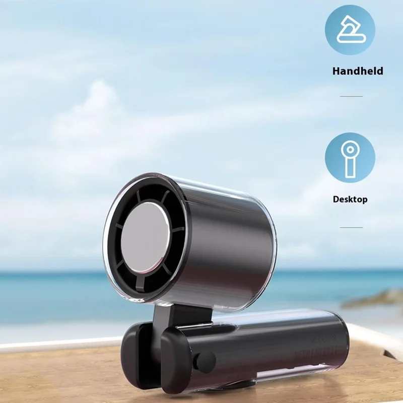 K-811 Transparent Mecha Handheld Fan 100 Speeds Adjustable Foldable Cooling Fan with Flashlight - Black
