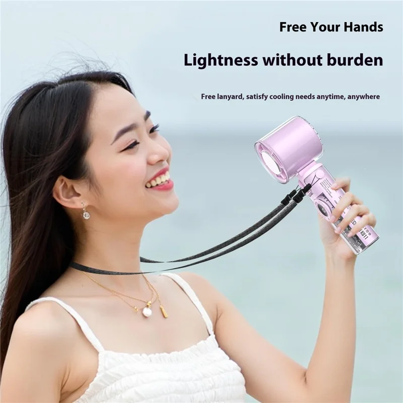 K-811 Transparent Mecha Handheld Fan 100 Speeds Adjustable Foldable Cooling Fan with Flashlight - Purple