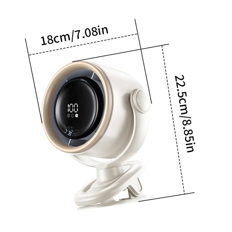 LS02 Desktop Bladeless Clip Fan Touch Control 180 Degree Oscillation Multi Wind Speed Summer Cooling Fan - Grey