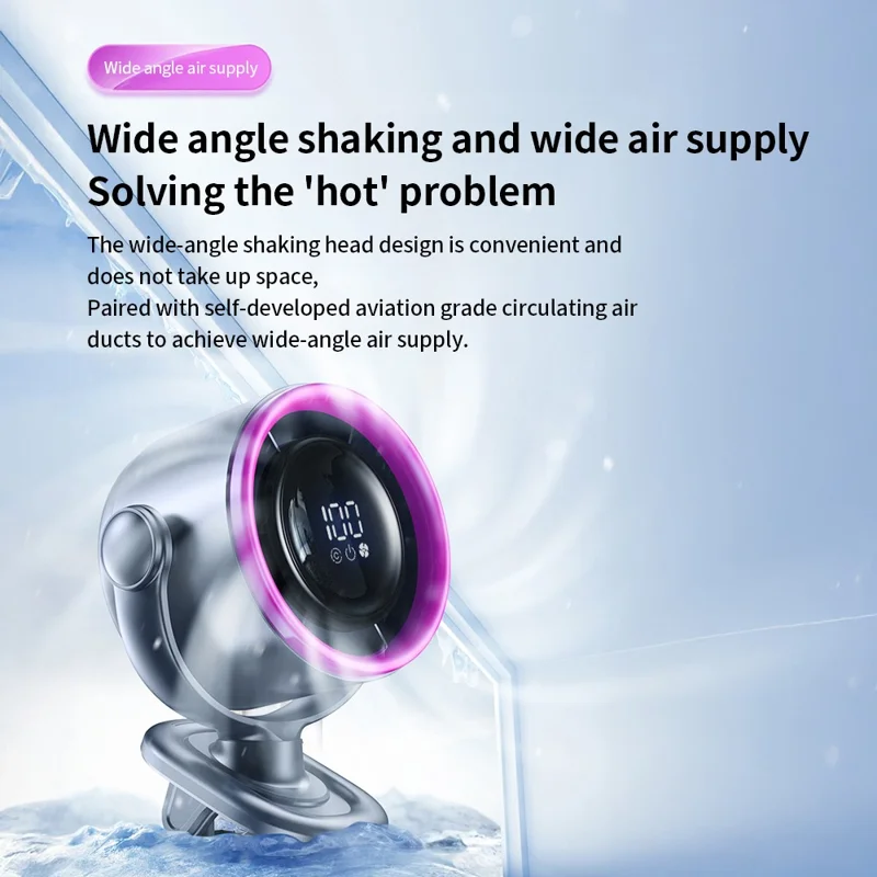 LS02 Desktop Bladeless Clip Fan Touch Control 180 Degree Oscillation Multi Wind Speed Summer Cooling Fan - Grey