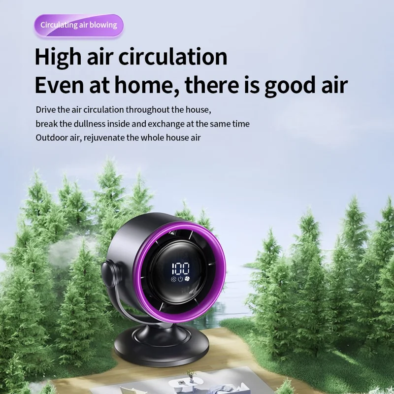 LS01 Desktop Bladeless Fan Touch Screen Control 180 Degree Oscillation Multi Wind Speed Silent Cooling Fan - Grey