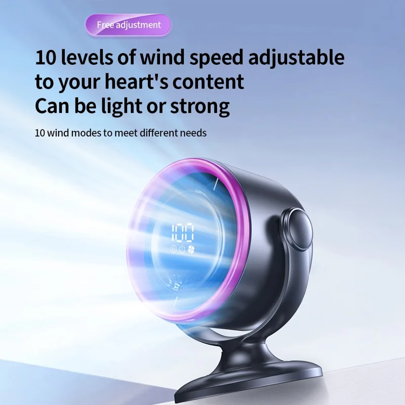LS01 Desktop Bladeless Fan Touch Screen Control 180 Degree Oscillation Multi Wind Speed Silent Cooling Fan - Grey