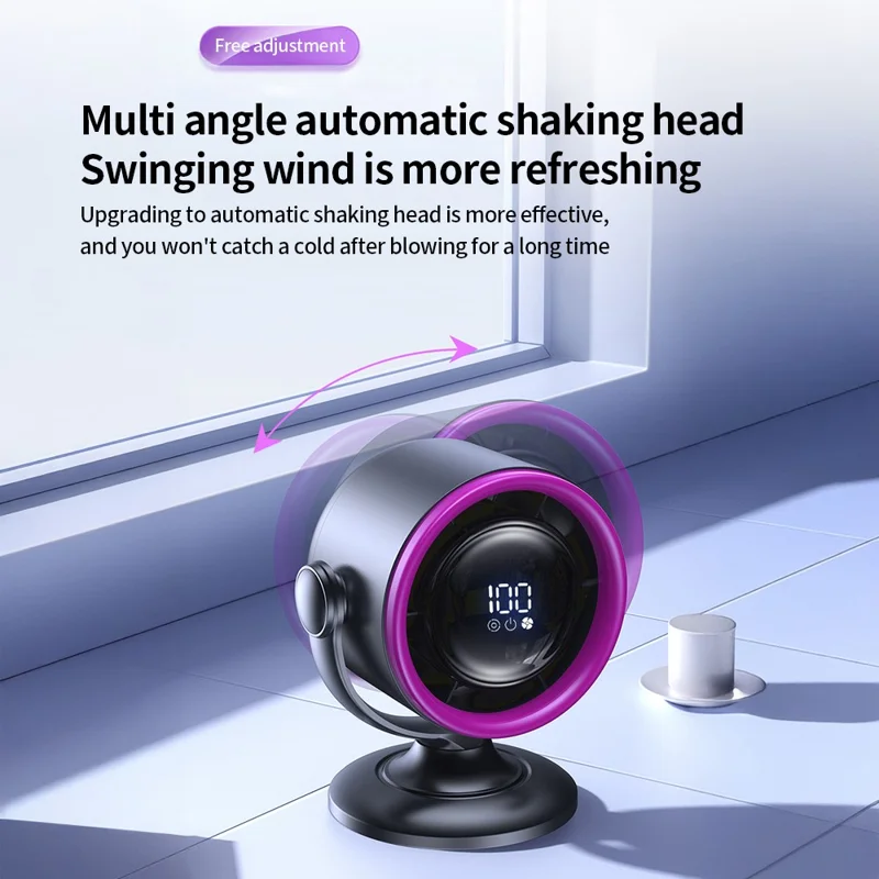 LS01 Desktop Bladeless Fan Touch Screen Control 180 Degree Oscillation Multi Wind Speed Silent Cooling Fan - Grey