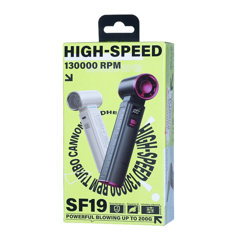 REMAX RS-SF19 High Speed Turbine Air Blower 130000 RPM Brushless Motor 100 Speeds Adjustable Handheld Fan - White