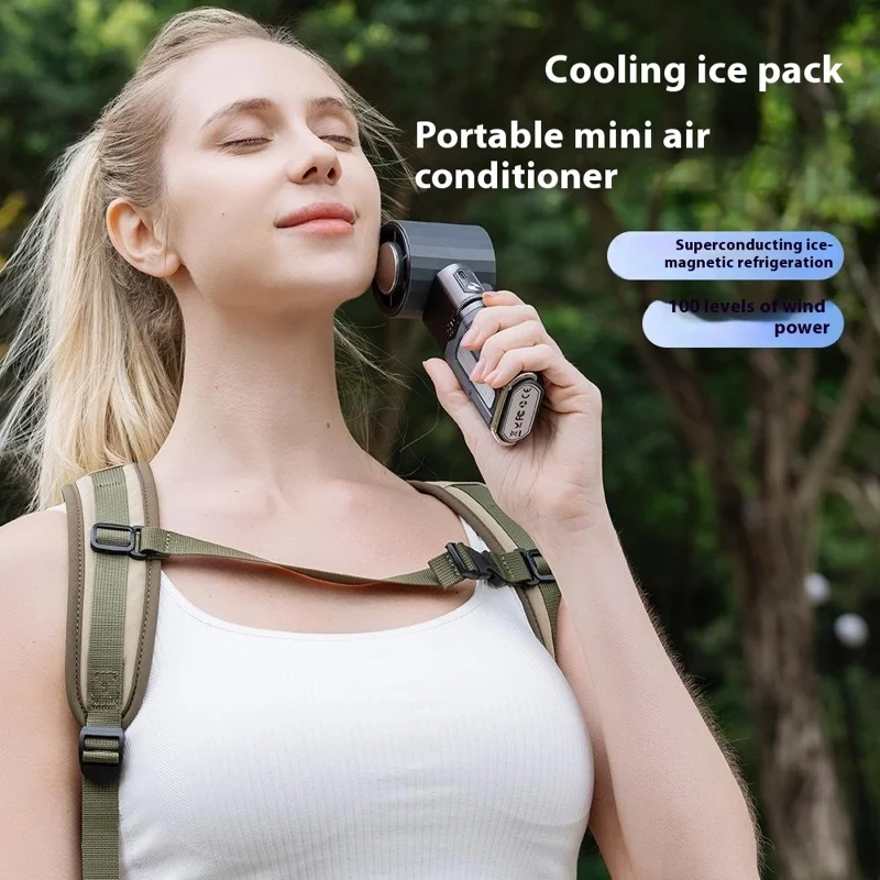 MF120 Retractable Handheld Fan 6000mAh Outdoor Digital Display Power Bank High Speed Fan - Black