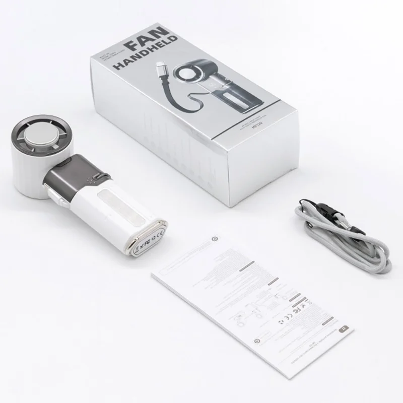 MF120 Retractable Handheld Fan 6000mAh Outdoor Digital Display Power Bank High Speed Fan - White