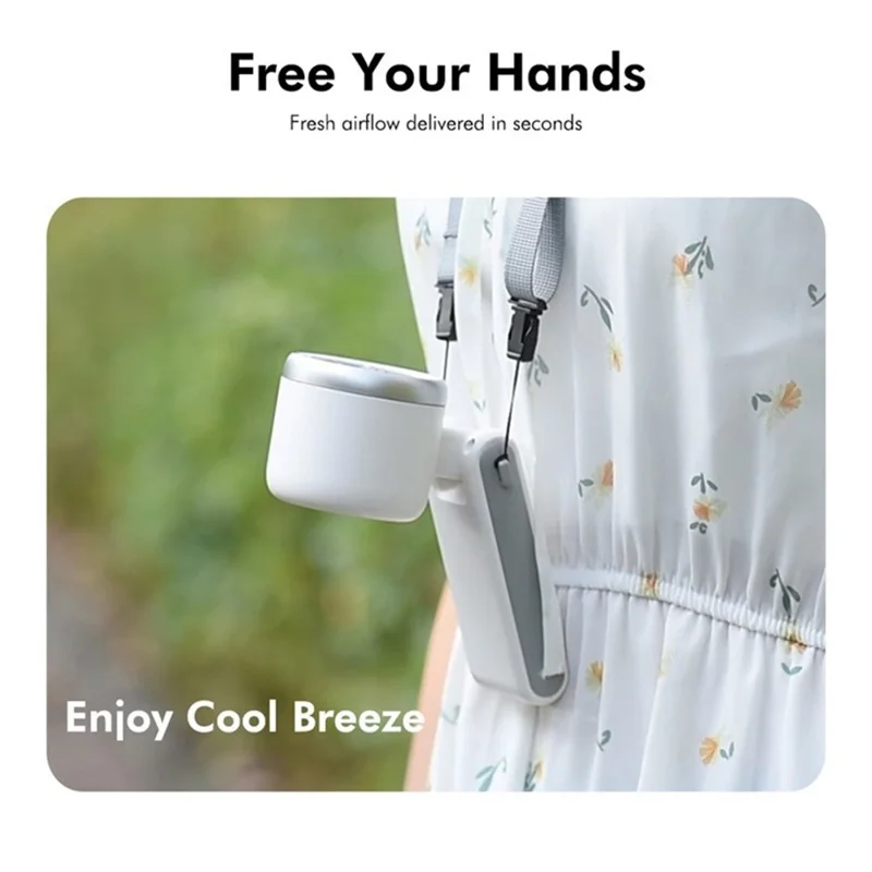 N607 Foldable Handheld Fan Turbo High Speed Silent USB Rechargeable Neck Fan - White