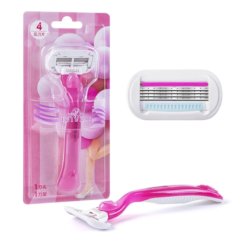 BOB IGIULAI For Women 4 Layers Manual Hair Remover Waterproof Shaving Kit with 1 Head + 1 Handle