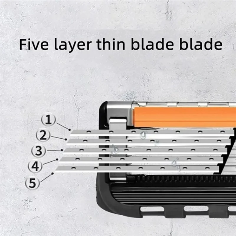 5 Layers Manual Razor for Men Shaving Tool Multifunction Hair Trimmer, with 5 Heads + 1 Handle