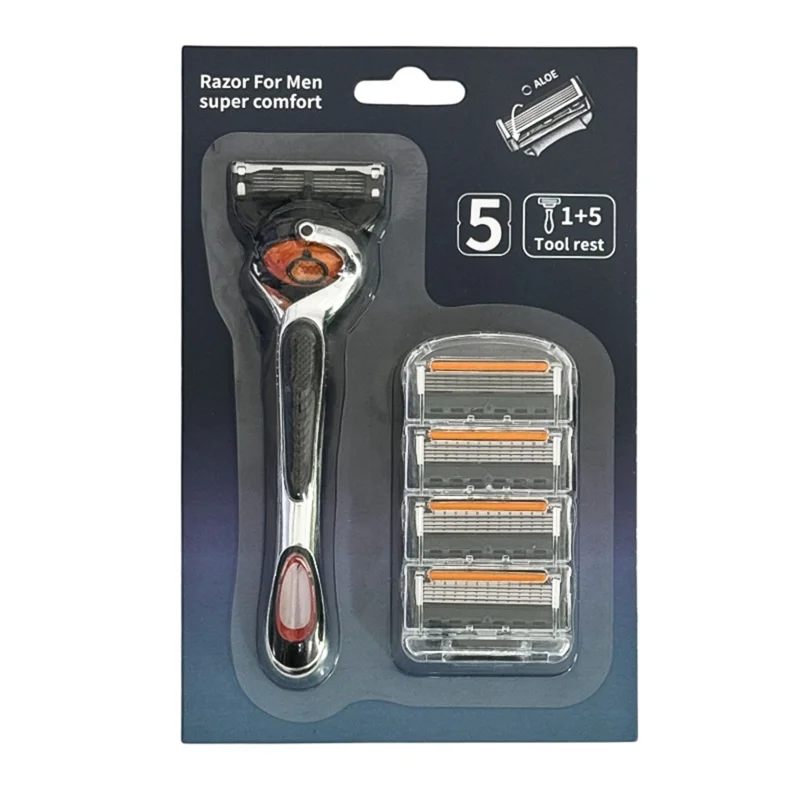 5 Layers Manual Razor for Men Shaving Tool Multifunction Hair Trimmer, with 5 Heads + 1 Handle