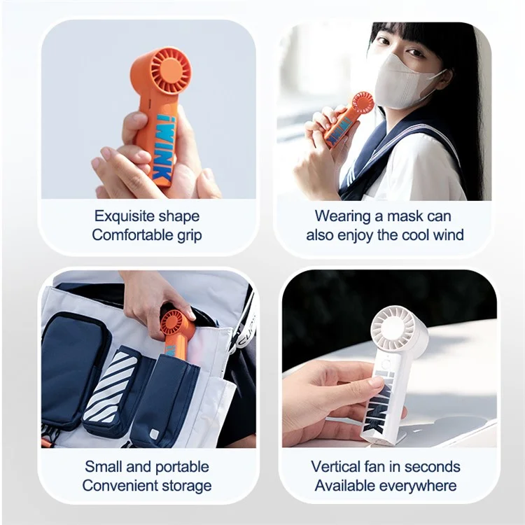 IWINK Z6 USB Mini Fan 3 Gears Adjustable Summer Cooling Handheld Fan for Home Office Travel - Sky Blue