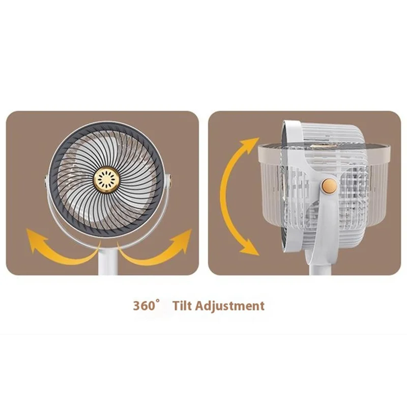 Retractable USB Fan Desk / Floor Standing Adjustable Height 5-Speed Large Airflow for Home / Office - Grey