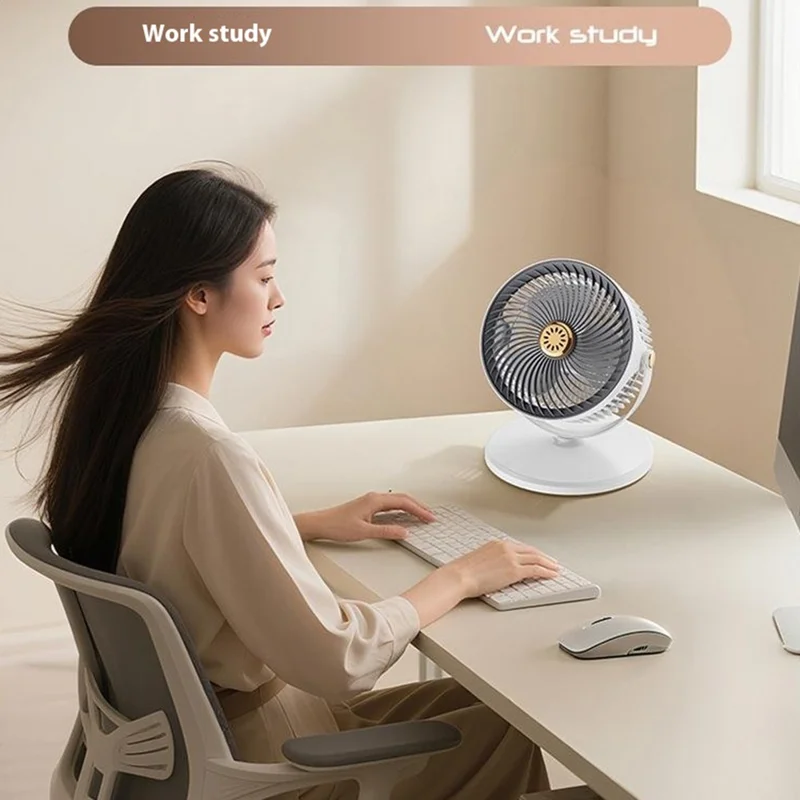 Retractable USB Fan Desk / Floor Standing Adjustable Height 5-Speed Large Airflow for Home / Office - Grey