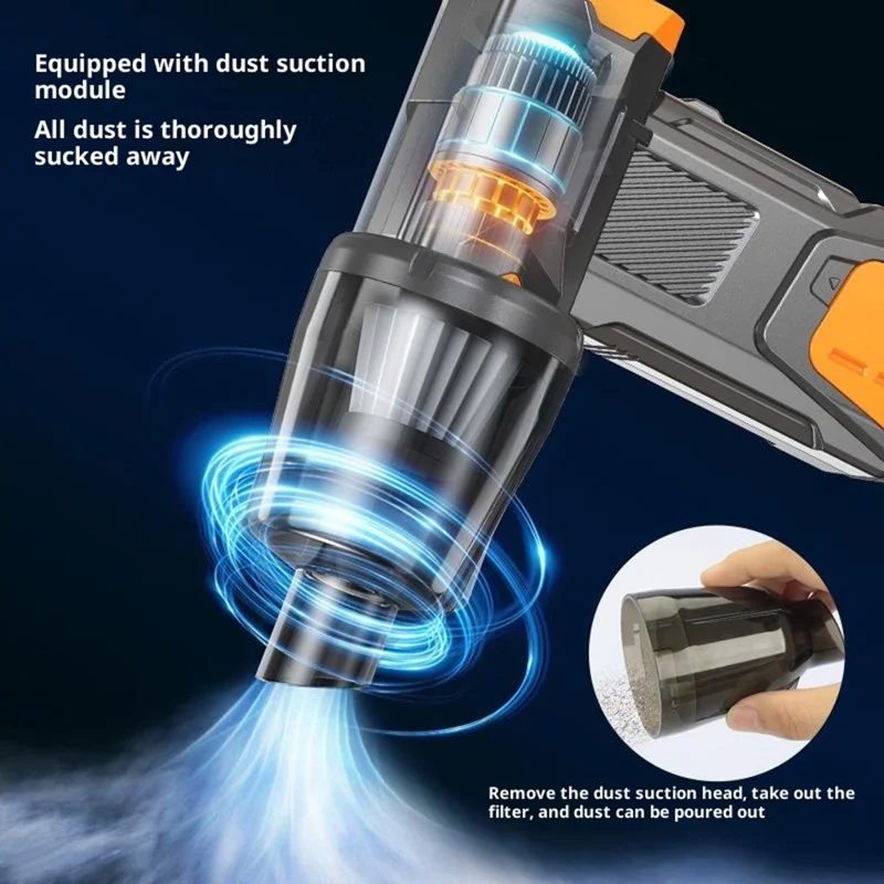 X6 Turbo Handheld Fan Kit met LED-verlichting / Stofblazer / Stofzuiger 130000 RPM voor Kamperen / Buiten - Oranje