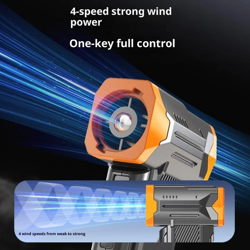 X6 Turbo Handheld Fan Kit met LED-verlichting / Stofblazer / Stofzuiger 130000 RPM voor Kamperen / Buiten - Oranje