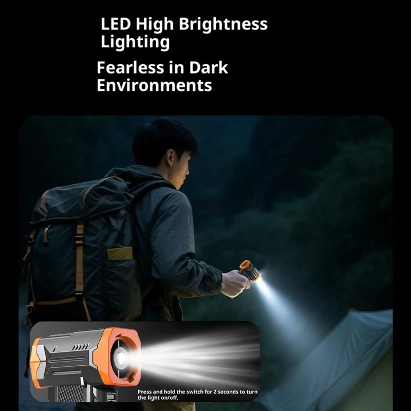 X6 Turbo Handheld Fan Kit met LED-verlichting / Stofblazer / Stofzuiger 130000 RPM voor Kamperen / Buiten - Oranje