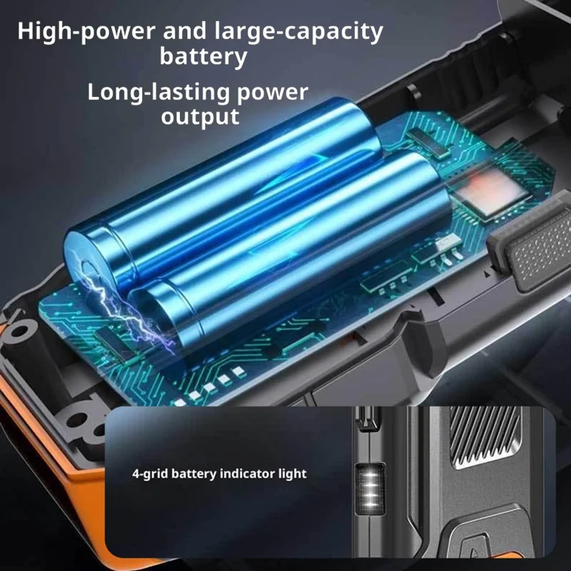 X6 Turbo Handheld Fan Kit met LED-verlichting / Stofblazer / Stofzuiger 130000 RPM voor Kamperen / Buiten - Oranje