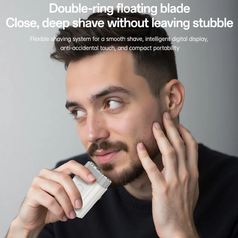YESIDO MG20 IPX5 Waterdichte Reiseproduct Elektrische Scheerapparaat met Smart Display Dubbele Ring Drijvende Messen - Wit